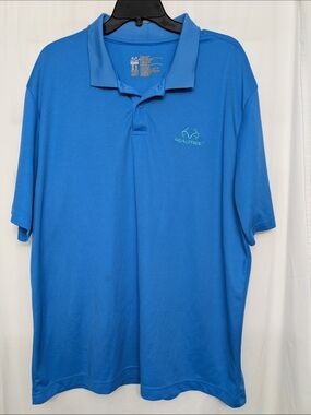 Realtree Blue Performance Polo Shirt Men’s 2XL Outdoor Golf Casual